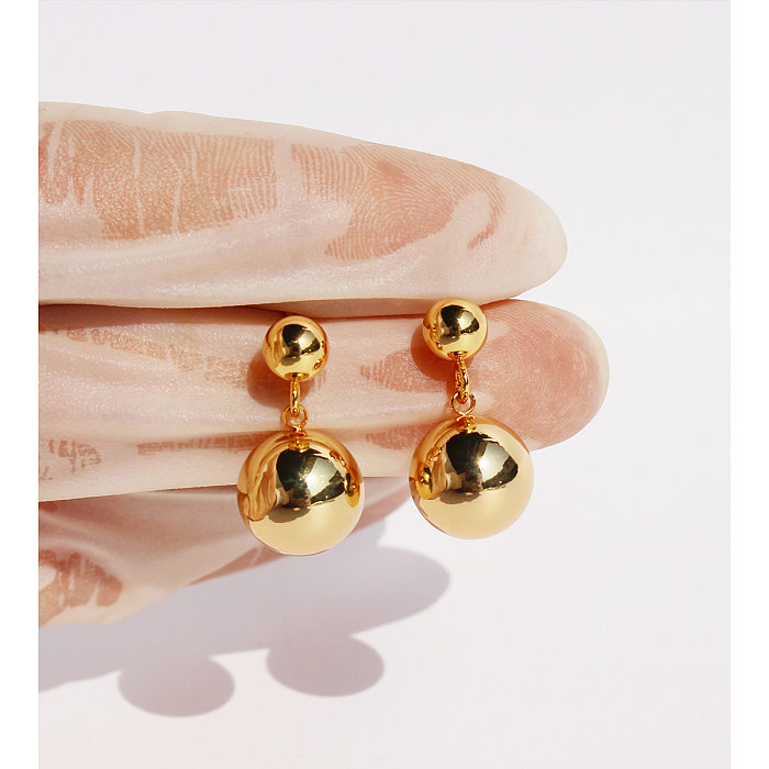 1 Pair Streetwear Ball Brass Plating Drop Earrings
