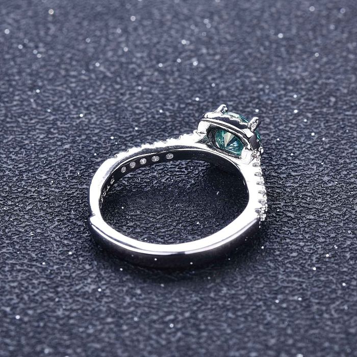 Elegant Geometric Square Copper Plating Inlay Zircon White Gold Plated Open Ring