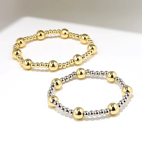Bracelets plaqués or faits à la main, perles rondes en cuivre de Style classique rétro