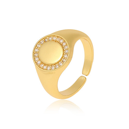 IG Style Geometric Copper Plating Inlay Zircon Open Ring