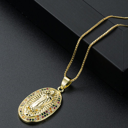 Modische Kupfer-Mikroset-Zirkon-Halskette mit Anhänger der Jungfrau Maria