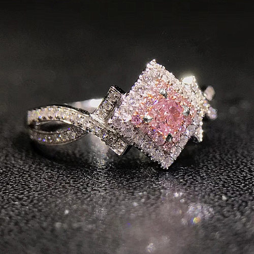 Nouveaux accessoires créatifs enroulement croisé diamant rose Zircon bague en cuivre