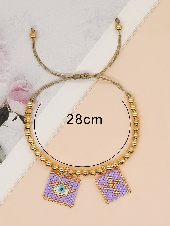 Classic Style Cross Heart Shape Eye Glass Copper Beaded Braid Bracelets