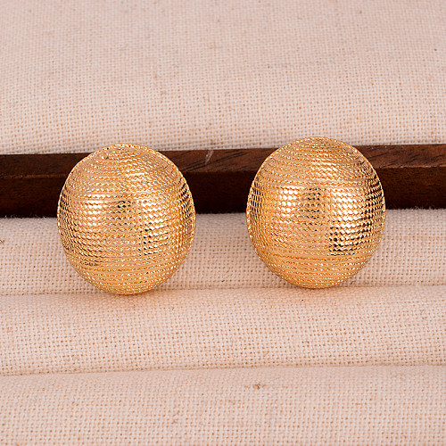 1 Pair IG Style French Style Hemispherical Solid Color Plating Copper 14K Gold Plated Earrings