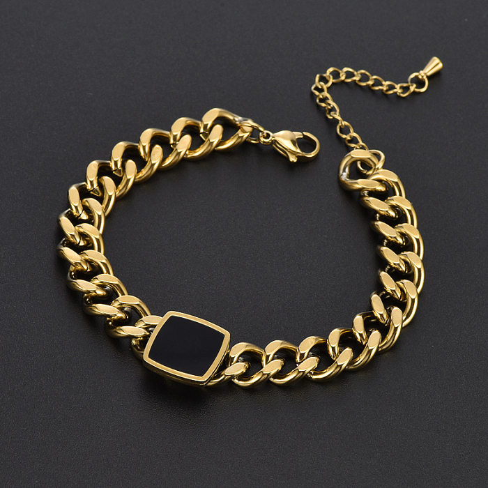 Collier de bracelets de placage en acier titane carré exagéré hip-hop