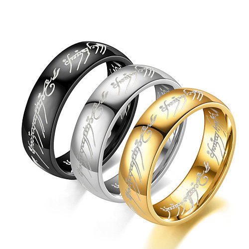 Anéis de aço titânio estilo carta simples chapeamento de metal sem anéis de aço inoxidável embutidos