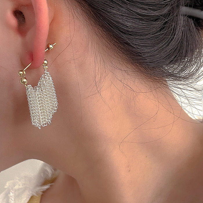 1 Pair Elegant Lady Simple Style Geometric Tassel Plating Copper Drop Earrings