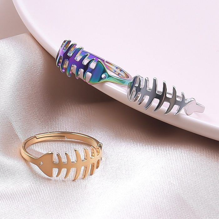 Wholesale Novelty Fish Bone Stainless Steel Open Ring