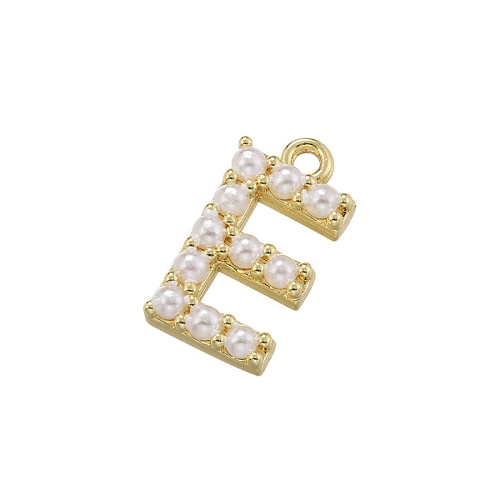 Casual Elegant Simple Style Letter Copper Plating Inlay Artificial Pearls 18K Gold Plated Charms