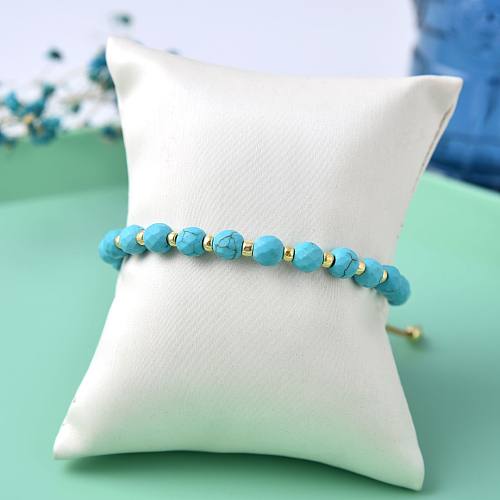 Vacation Color Block Pearl Copper Irregular Beaded Knitting Bracelets 1 Piece