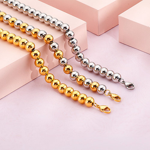 Hip-Hop Solid Color Titanium Steel Polishing Plating 18K Gold Plated Bracelets Necklace