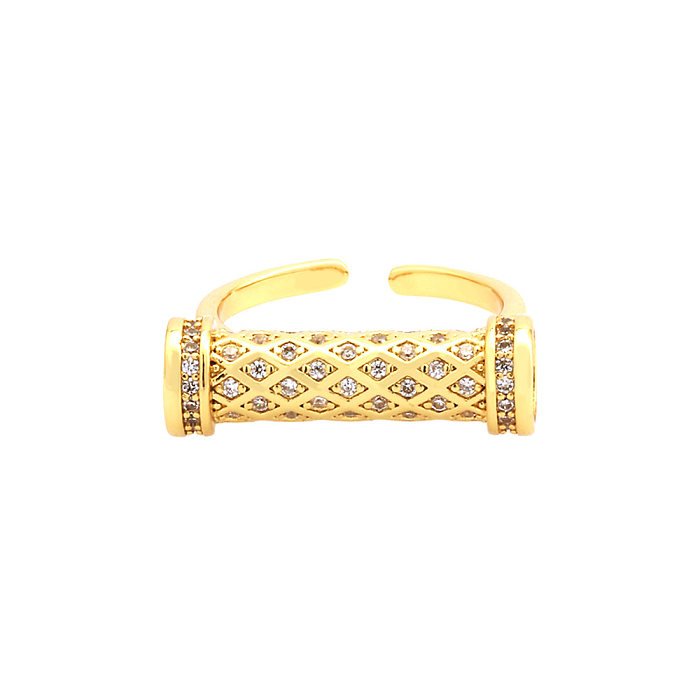 Anéis abertos banhados a ouro 18K com revestimento de cobre geométrico estilo hip-hop estilo vintage