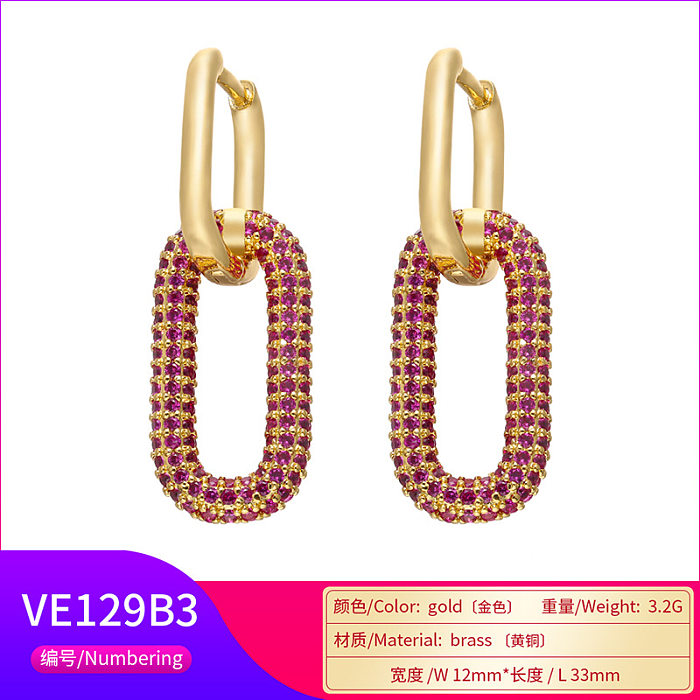 Doppelte rechteckige Ohrringe mit farbigen Diamanten Großhandel für Schmuck