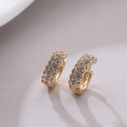 1 Pair Korean Style C Shape Plating Inlay Copper Zircon Earrings
