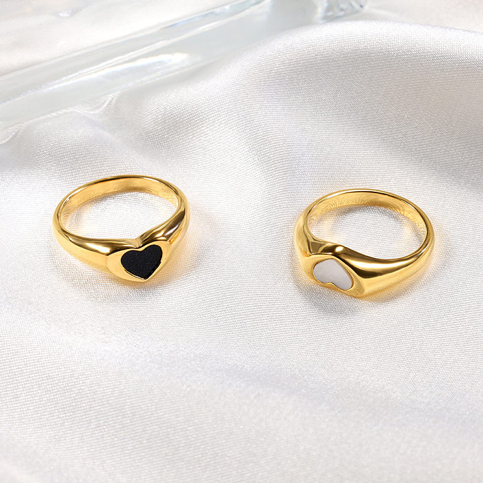 Wholesale Lady Heart Shape Stainless Steel Plating 18K Gold Plated Shell Rings