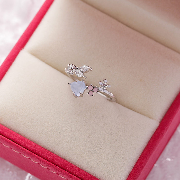 Anillo de flor de circón de cristal de diamante de moda de Corea, anillo de flor de amor salvaje dulce con microincrustaciones, joyería al por mayor