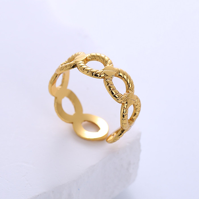 Anéis abertos banhados a ouro 18K em formato de coração estrela casual estilo simples