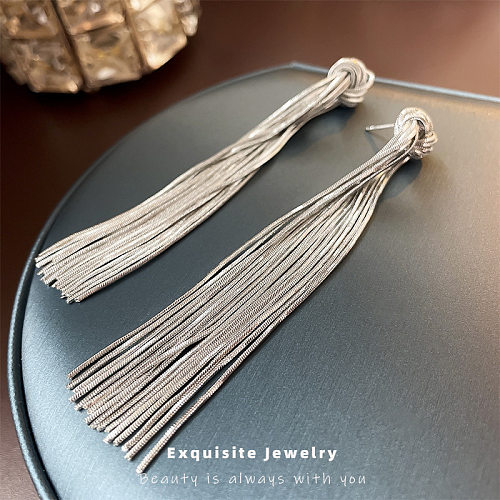 1 Pair Elegant Geometric Copper Tassel Dangling Earrings