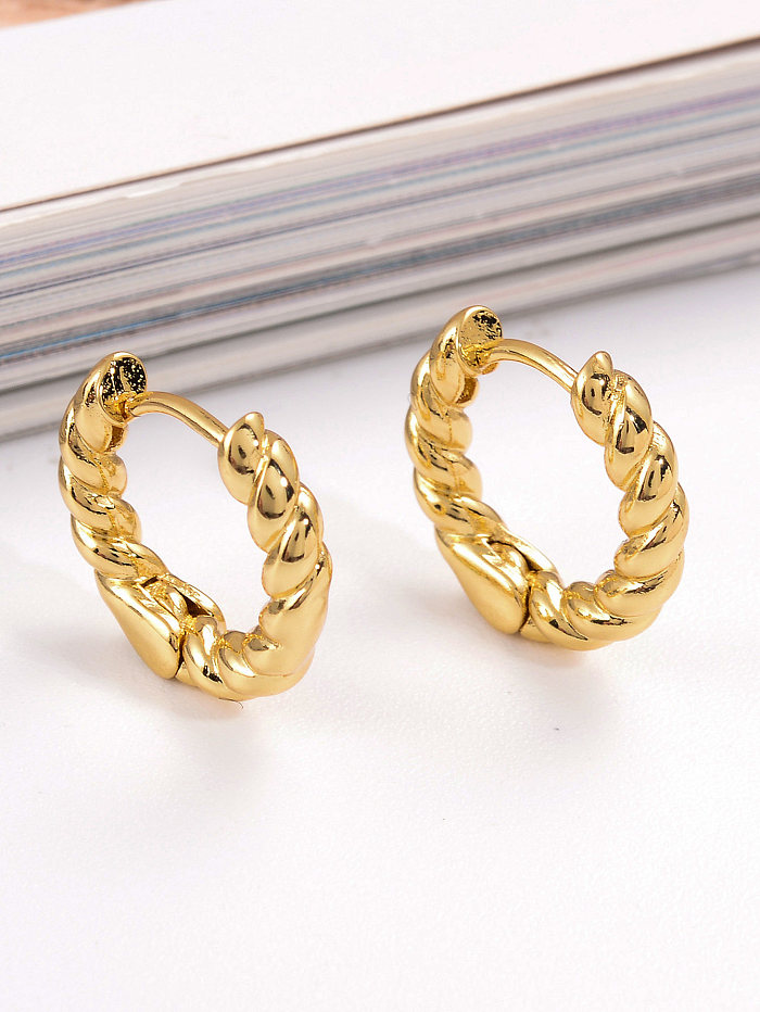 1 Pair Vintage Style Simple Style Solid Color Twist Plating Inlay Copper Zircon 18K Gold Plated Earrings
