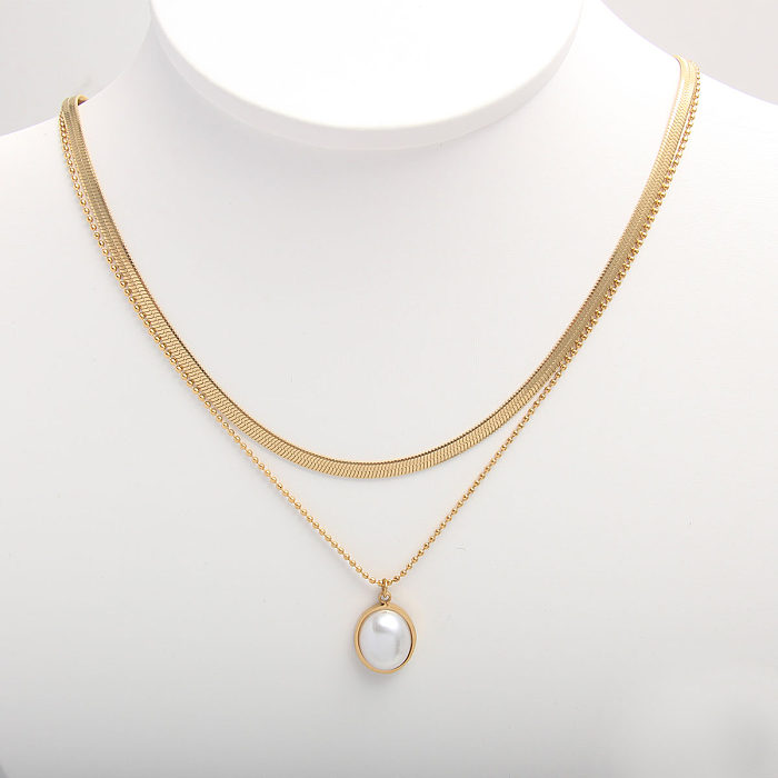 Basic Modern Style Geometric Copper Plating Inlay Zircon Gold Plated Pendant Necklace