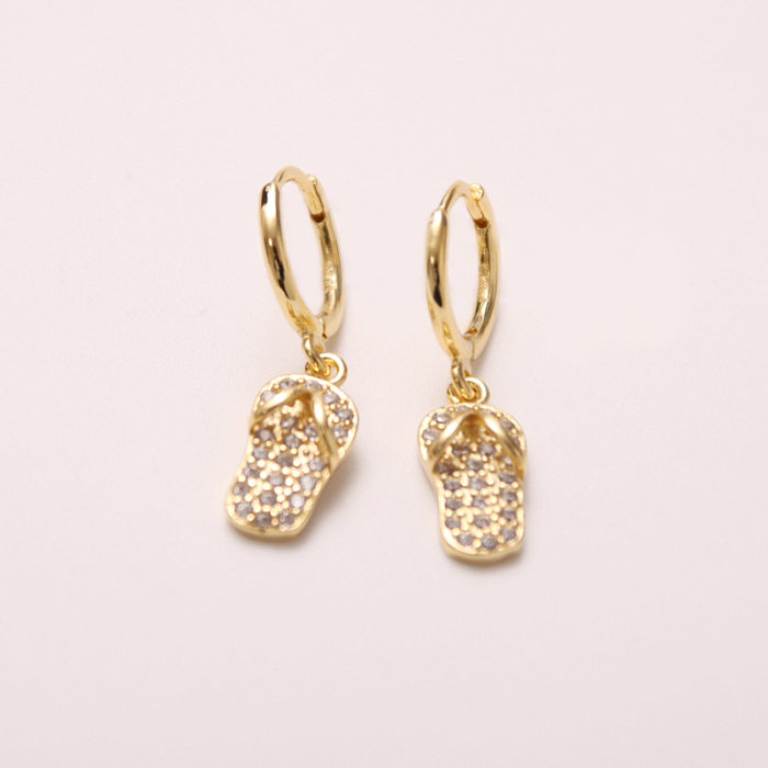 1 Pair IG Style Simple Style Slippers Plating Inlay Copper Zircon Drop Earrings