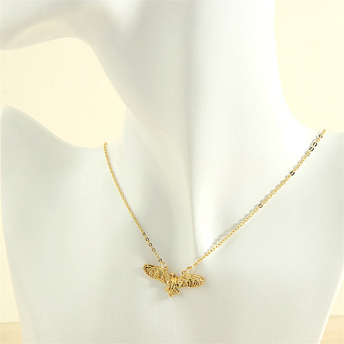 Hip-hop estilo simples coruja cobre 18K colar com pingente de zircão banhado a ouro a granel