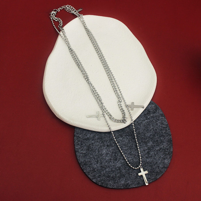 Halskette mit Kreuz-Armbändern aus Titanstahl im ethnischen Stil