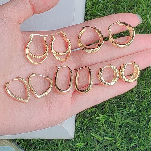 1 Pair Retro Simple Style Geometric Copper Inlay Zircon Earrings