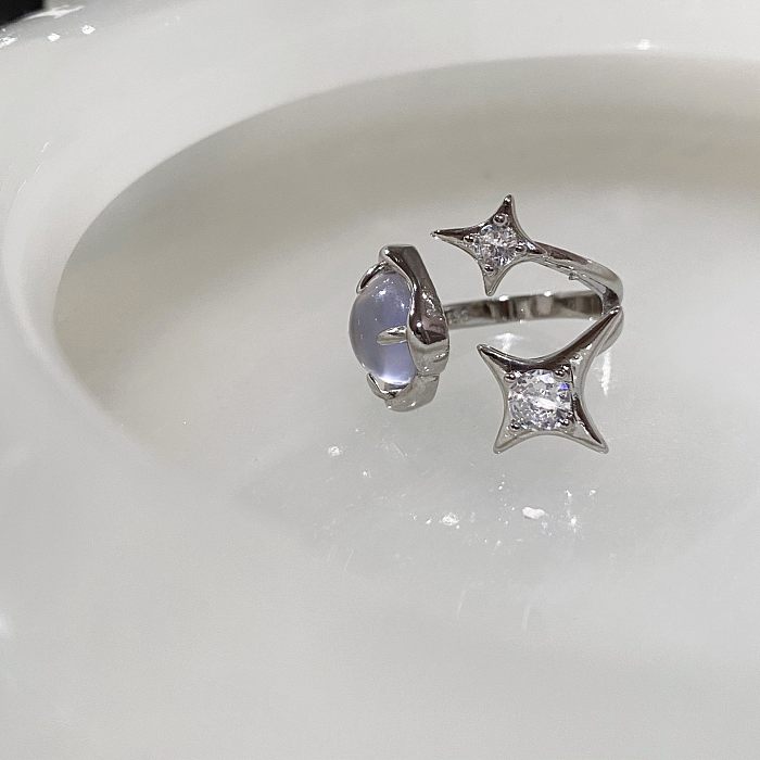 Sweet Artistic Water Droplets Heart Shape Copper Inlay Zircon Rings