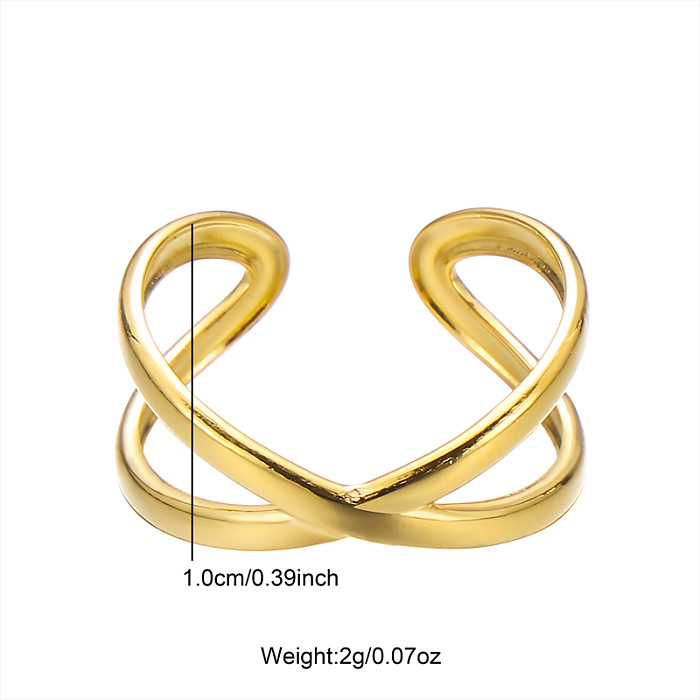 Retro Simple Style Cross Solid Color Stainless Steel Open Rings