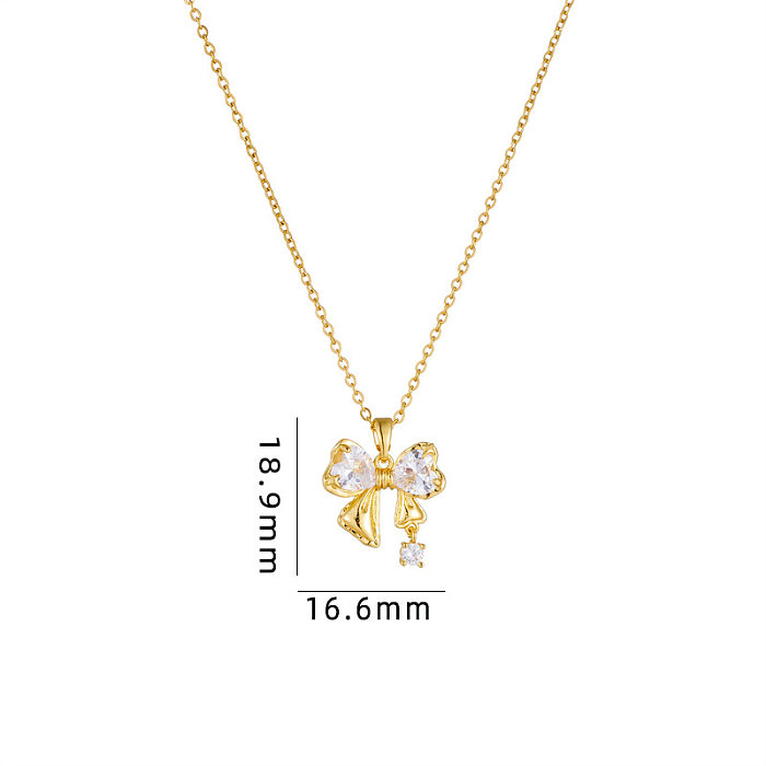 Simple Style Star Heart Shape Copper Rhinestones Pendant Necklace In Bulk