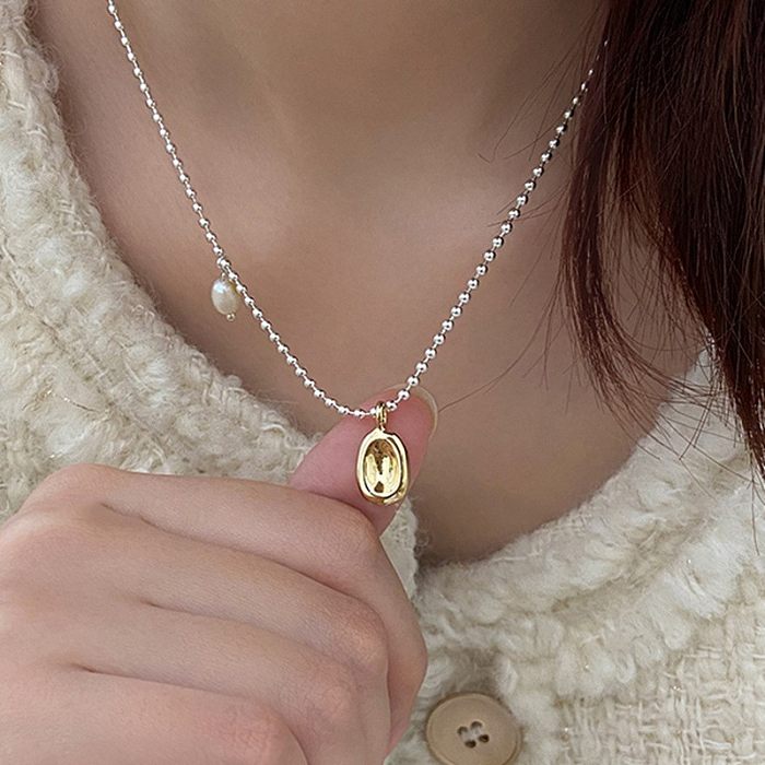 Collier pendentif en forme de gouttelettes d'eau douce, Style IG, fleur en forme de cœur, placage en cuivre et émail, incrustation de strass, perle