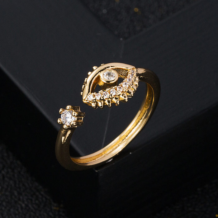 Neuer geometrischer kleiner offener Ring mit vergoldetem Micro-Set-Zirkon aus Kupfer