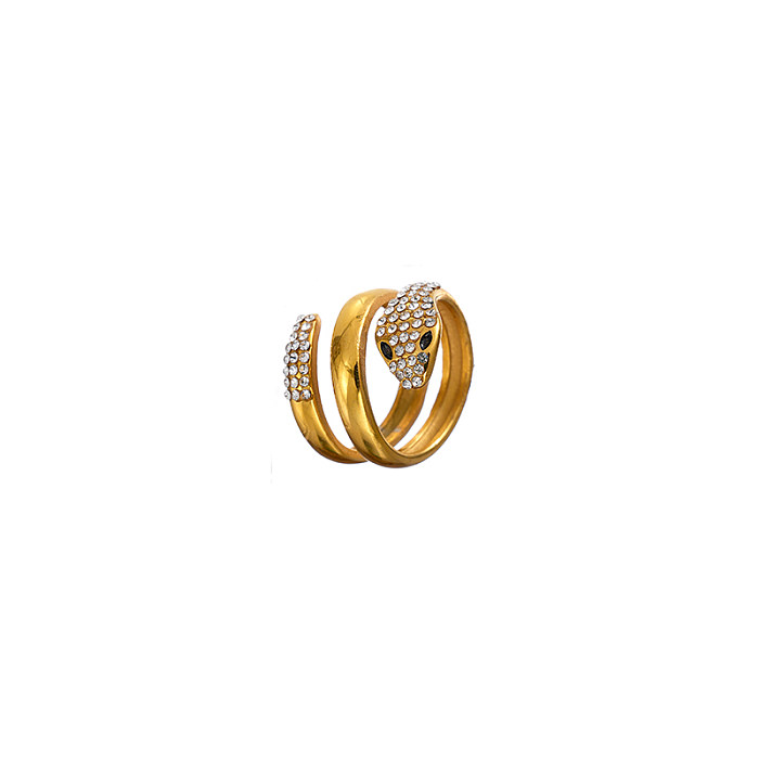 Wholesale Simple Style Color Block Stainless Steel Plating Inlay Gold Plated Diamond Rings