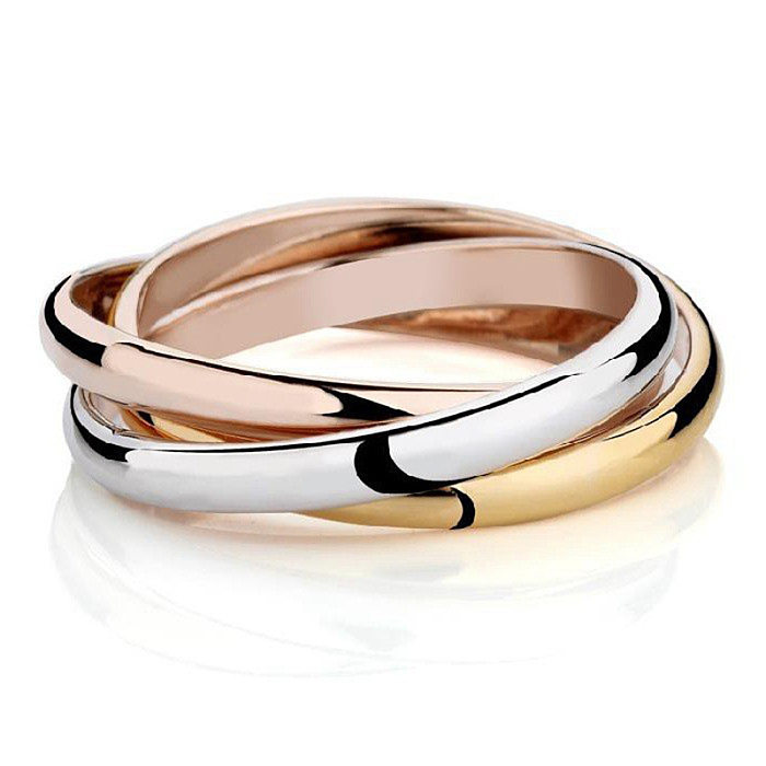 Schlichter Stil, Farbblock-Titanstahl-Beschichtung, vergoldete Ringe