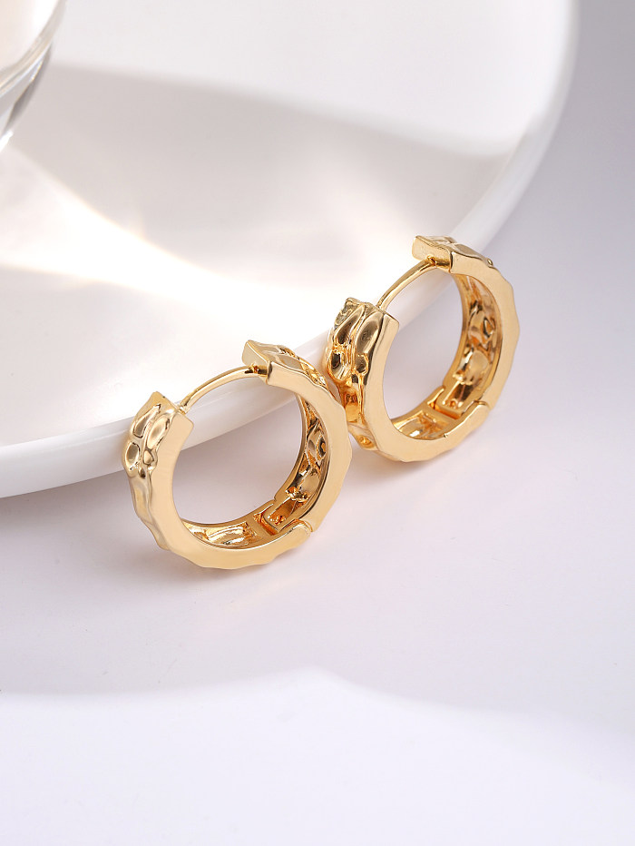 Fashion Solid Color Copper Gold Plated Earrings 1 Pair