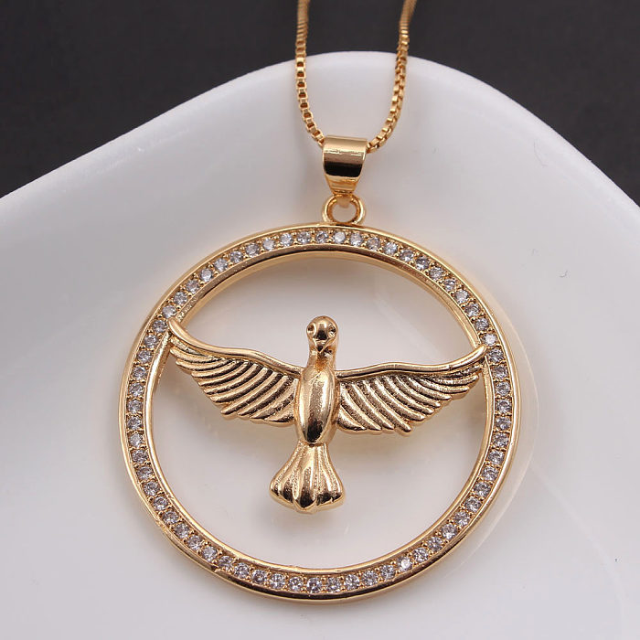 IG Style Simple Style Commute Geometric Eagle Copper Gold Plated Zircon Necklace In Bulk