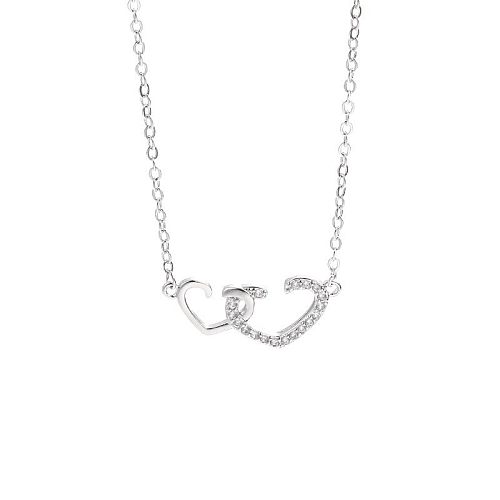 Elegant Heart Shape Copper Inlay Zircon Necklace