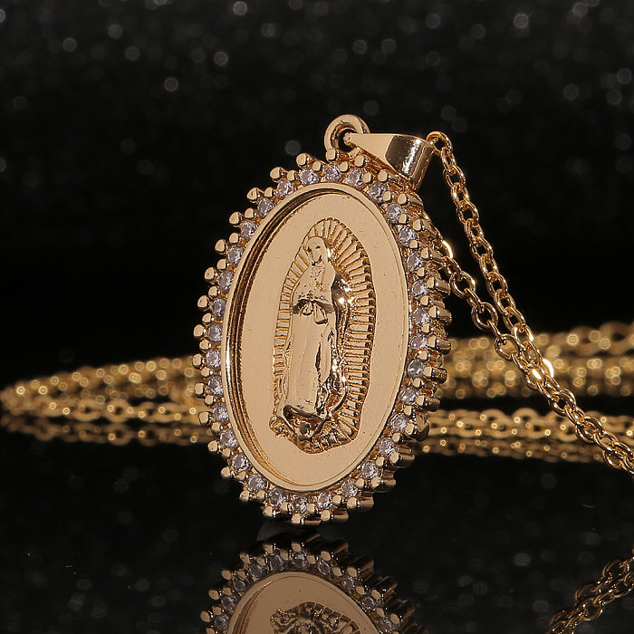 New Women's Religious Jewelry Copper Gold Plated Pendant Virgin Mary Necklace