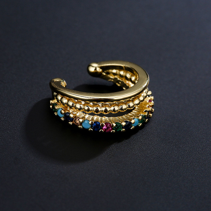 1 peça de clipes de orelha banhados a ouro 18K com incrustações geométricas de cobre estilo vintage