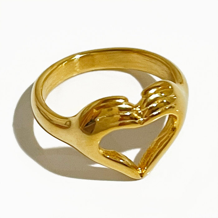 Retro Heart Shape Stainless Steel Plating Gold Plated Rings