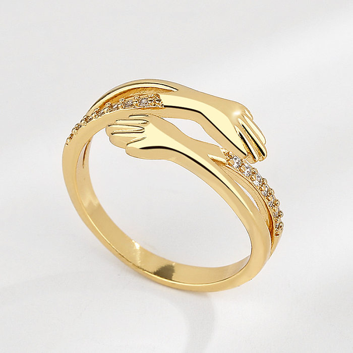 Fashion Hand Copper Plating Inlay Zircon Open Ring 1 Piece