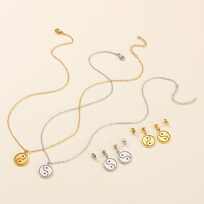 Ensemble de colliers avec pendentif Yin et Yang Tai Chi creux en acier inoxydable, chaîne en acier titane
