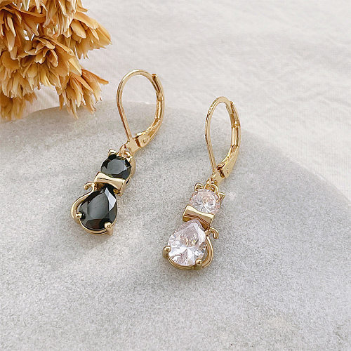 1 Pair Simple Style Water Droplets Plating Inlay Copper Artificial Gemstones Earrings