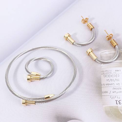 Mode unregelmäßige Edelstahl Ringe Armbänder Halskette 1 Stück 1 Paar