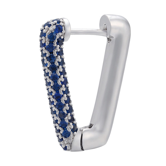 Simple Micro Inlaid Inverted Triangle Colored Diamond Ear Buckle Wholesale jewelry