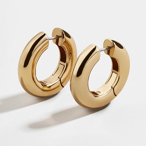 1 Pair Fashion Circle Copper Plating Hoop Earrings