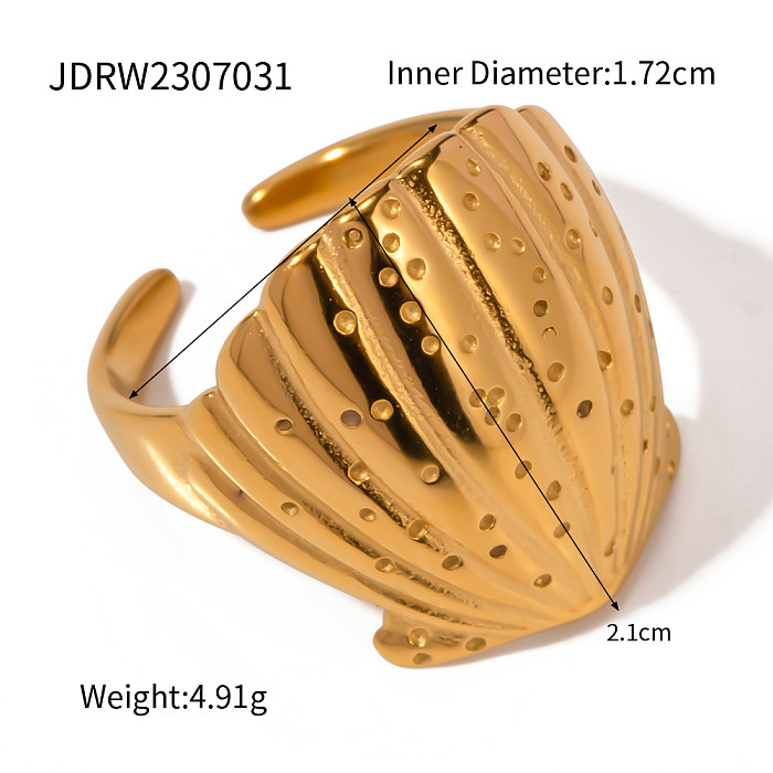 Wholesale IG Style Simple Style Shell Stainless Steel Plating 18K Gold Plated Open Rings