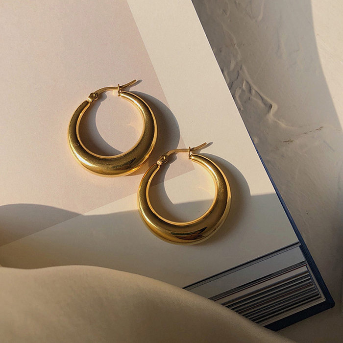 1 Pair Simple Style Solid Color Plating Copper Hoop Earrings