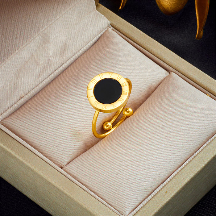 Anéis banhados a ouro redondos de titânio de estilo simples